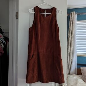 Anthropology Moulinette Souers Brown Suede Sleeveless Dress With Pockets Size 12